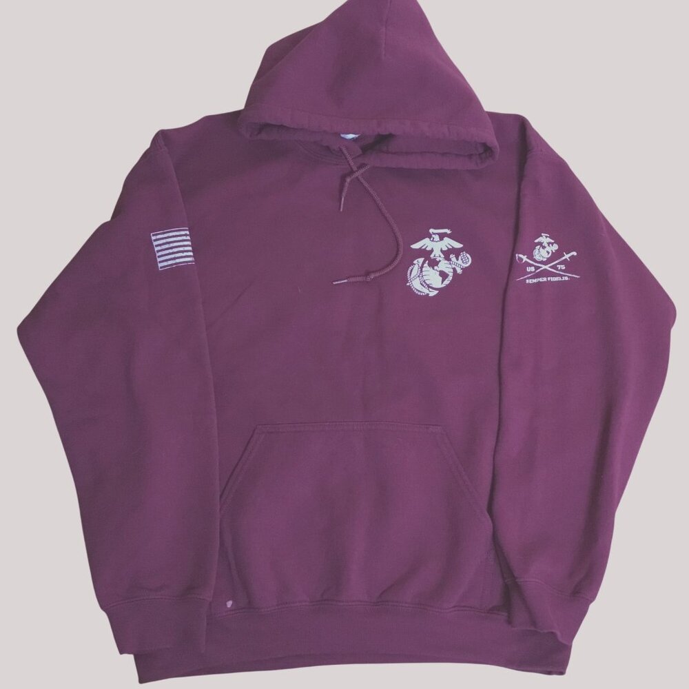 MV SPORT USMC Marine Corps Tun Tavern 250th Anniversary Hoodie Burgundy L - Picture 2 of 9